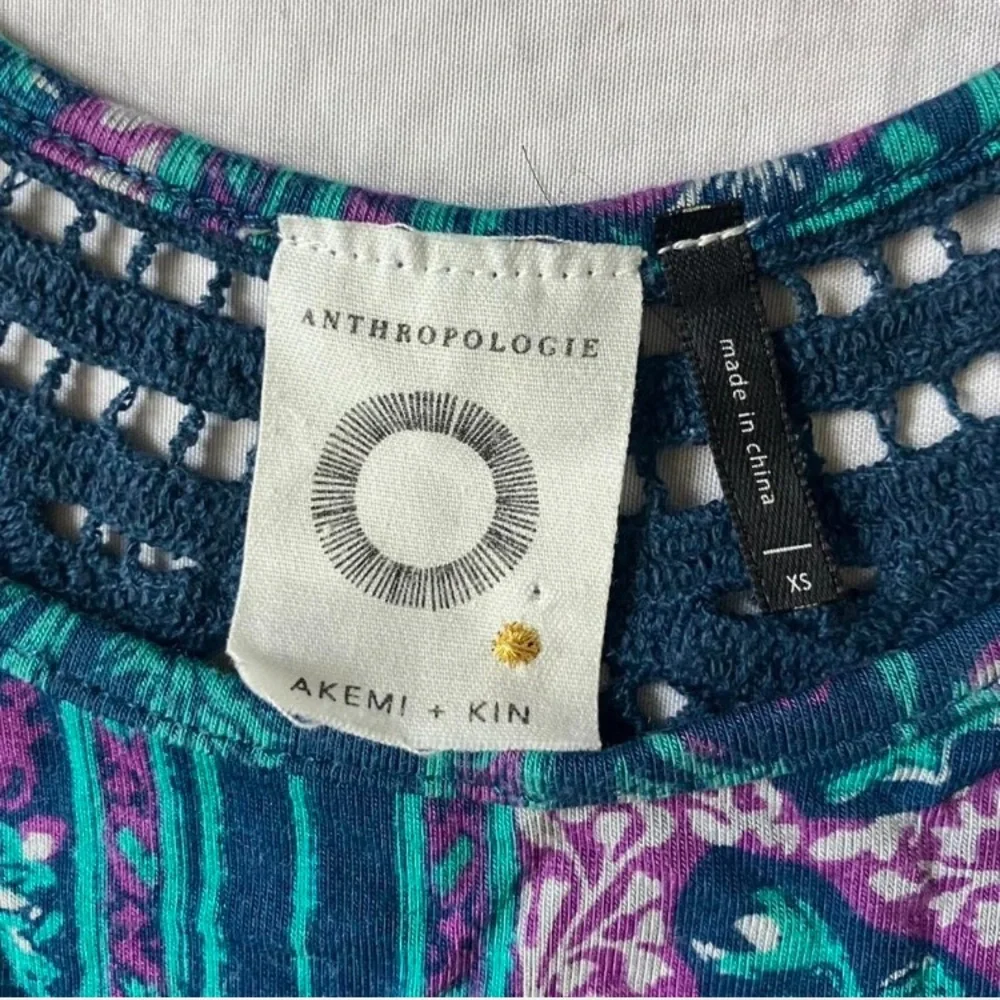 Anthropologie Blue & Purple Printed Boho tank w/ crochet detailed back
Size: XS - Picture 2 of 3